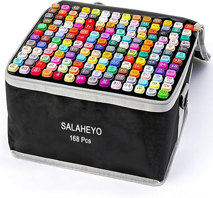 SALAHEYO 168 Colors Alcohol Markers with Base Art Drawing Markers Set for Adults Painting,Coloring,Sketching, Comics, Illustration- Refillable