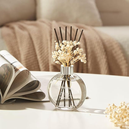 Donurex Flower Reed Diffuser Set 5.07oz Black Forest Scent Diffuser with Sticks Home Fragrance Reed Diffuser for Bathroom Shelf Decor