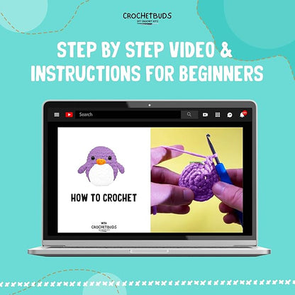 Penguin Crochet Kit | for Beginners, Couples, Date Night, Teen, Adults, Anime, & Animal Lovers | DIY Gift Kit | Instructions, Yarn, Hook, Pattern, Video & Written Tutorial | Arts & Crafts for Adults