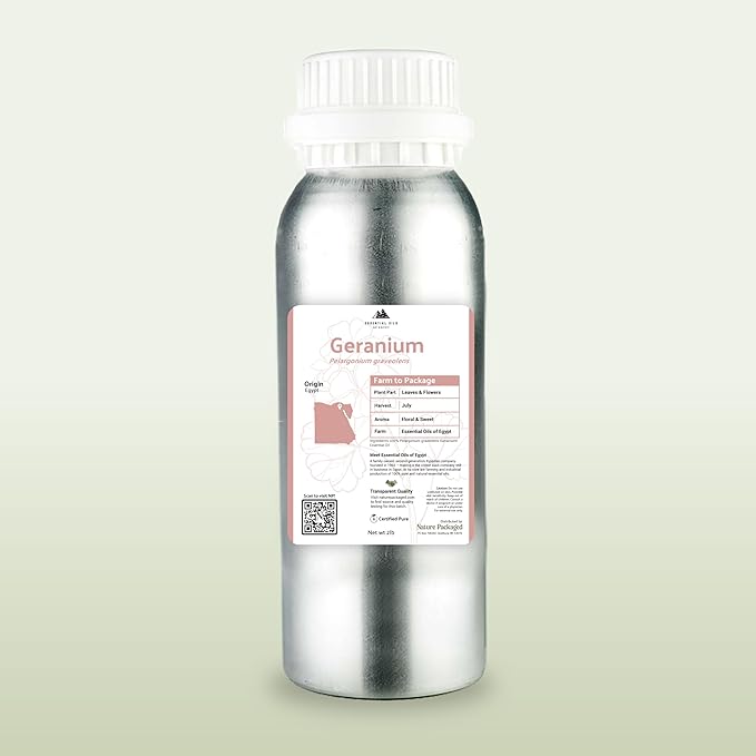 Nature Packaged Geranium Essential Oil - Direct from Egypt Nile Delta - Pure Essential Oils for Body, Skincare & Balance - Natural Aceite de Geranio - 100% Pure Therapeutic Grade (15ml)