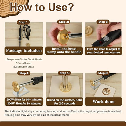 KAINSY Custom Temperature-Controlled Electric Branding Iron for Wood Food, Personalized Logo Metal Stamp, Custom Branding Iron for Cake Leather BBQ, Wood Burning Stamp, DIY Handmade Gifts Branding Kit