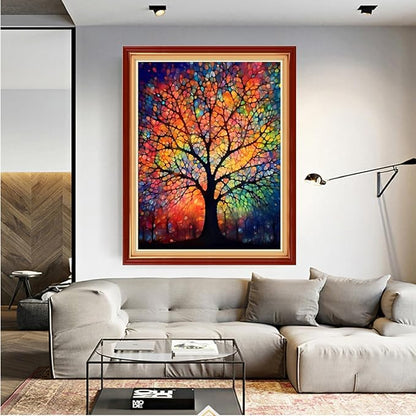 Dooxvey Cross Stitch Kits for Adults Beginners,Full Range of Cross-Stitch Stamped Kits Needlepoint Kits for Beginners Embroidery Kits 11CT Cross Stitch Patterns-Colorful Night Light Tree 16x20 inch