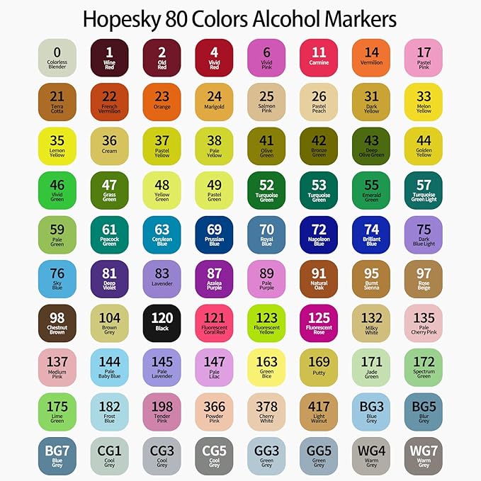 Hopesky 80 Colors Alcohol Markers - Dual Tip Permanent Art Markers Set for Coloring Drawing Painting, Fine and Chisel Tip Alcohol Based Pens with Storage Case for Adult Artists