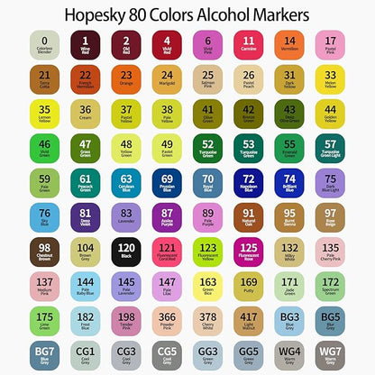 Hopesky 80 Colors Alcohol Markers - Dual Tip Permanent Art Markers Set for Coloring Drawing Painting, Fine and Chisel Tip Alcohol Based Pens with Storage Case for Adult Artists