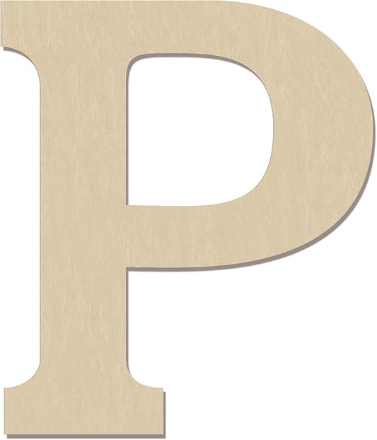 HILAZA 12 Inch Large Wooden Greek Letters, Unfinished Big Wood Letters for Wall Decor, DIY Crafts, Parties Wedding Christmas Home Decoration, Letter Rho (Ρ)