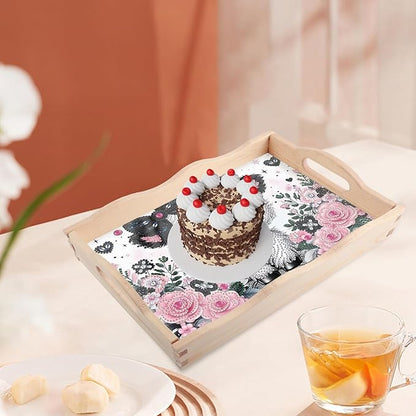 JISHSHAY Diamond Art Serving Tray Diamond Painting Food Tray Gem Art Serving Platter Gem Painting Mosaic Kits for Adults DIY Kits for Adults, with Wood Handle 20×30cm/7.87×11.81in, Cow Cattle
