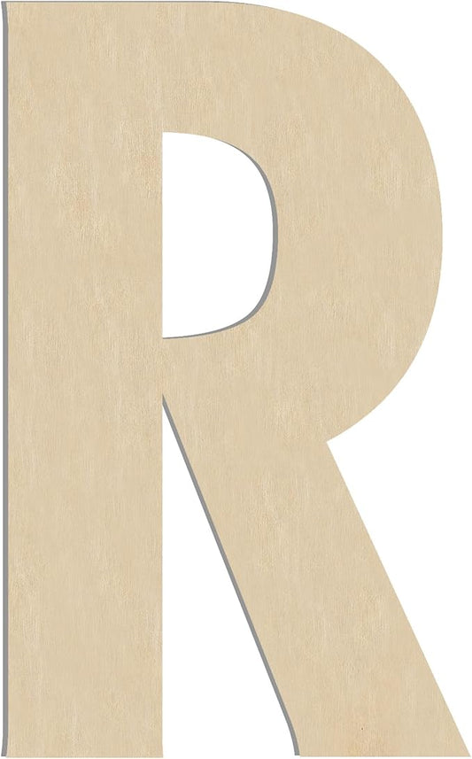 HILAZA 17 Inch Large Wooden Letter R, 1/4 in Thick Big Wood Letter for Wall Decor Crafts