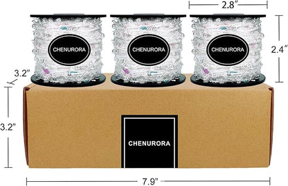 Hand-Blended Multifiber Multicolored Fancy Yarn with Beads for Knitting Crocheting Crafts DIY, Set of 3 Rolls (White)
