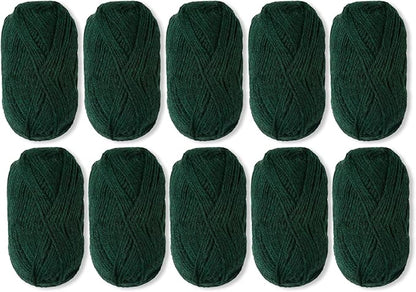 Knit Picks Wool of The Andes Yarn Pack - 10 Skeins of Green 100% Wool Worsted Weight Yarn (Aurora)