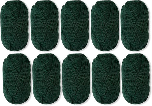 Knit Picks Wool of The Andes Yarn Pack - 10 Skeins of Green 100% Wool Worsted Weight Yarn (Aurora)