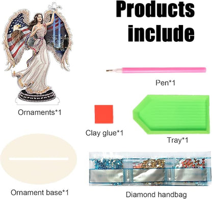 Tontut DIY Diamond Art Painting Kit Ornament, Flag Lady Liberty Handmade Three-Dimensional Ornaments, The Perfect Combination of Decoration and Art,Excellent Choice for Home Decoration Gifts