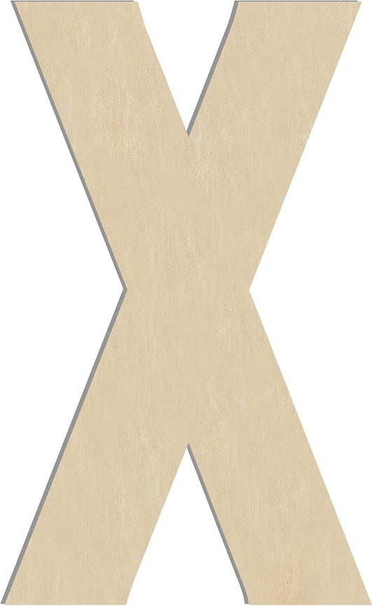 HILAZA 17 Inch Large Wooden Letter X, 1/4 in Thick Big Wood Letter for Wall Decor Crafts