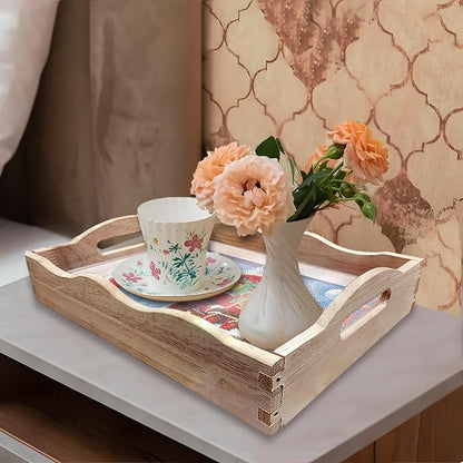 FGbaby DIY 5D Snowman Train Diamond Painting Wood Serving Tray with Handles Diamond Art Decor Serving Trays Wooden Tray for Breakfast in Bed, Patio, BBQ, Coffee Table, Party –Great for Lap & Couch