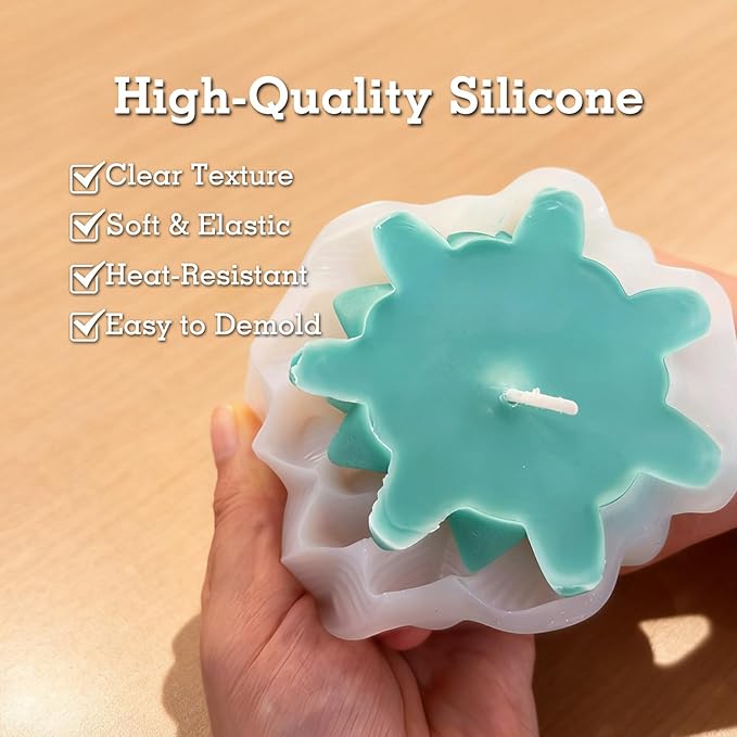 2Pcs Christmas Tree Candle Molds, 3D Silicone Mold for Candle Epoxy Resin Soap Cake Chocolate Making with 20 Wicks & Lables for DIY Xmas Gift Art Craft Home Decoration