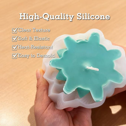 2Pcs Christmas Tree Candle Molds, 3D Silicone Mold for Candle Epoxy Resin Soap Cake Chocolate Making with 20 Wicks & Lables for DIY Xmas Gift Art Craft Home Decoration