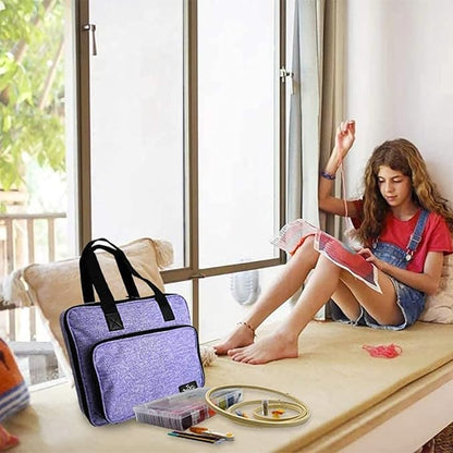 ATTERET Full Range Embroidery and Cross Stitch Starter Kit with Premium Storage Organizer Bag, Includes 99 DMC Coded Cotton Threads, 9 Metallic Floss, 3 Hoops, Needles, Scissors + More (Floral)
