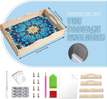 DOTSOPS DIY Diamond Painting Serving Tray with Handle for Adults 5D Diamond Art Kits for Beginners Full Drill Diamond Dots Gem Arts and Crafts Special Shape Living Room 10 x 14 Inches Mandala