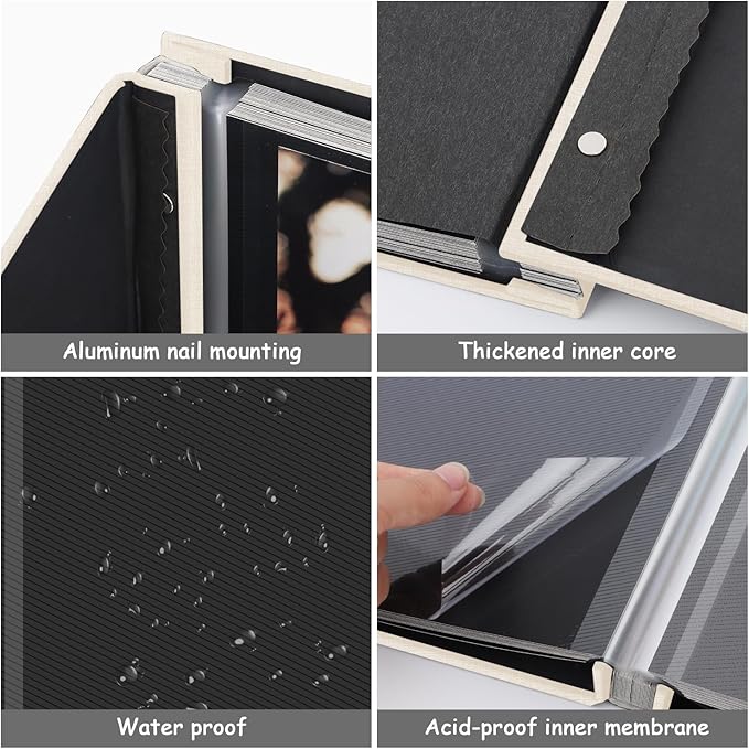 Zesthouse Photo Album Self Adhesive Pages, 60 Pages Magnetic Scrapbook Albums with Sticky Page, Photos Album Holds 8x10 & 5X7 & 4x6 & 6x8 & 3x5, Large Picture Book Ideal Gift for Family Wedding Baby