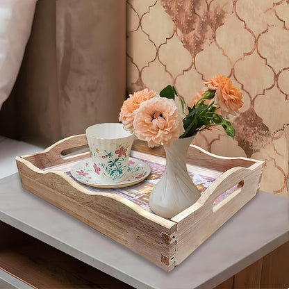 FGbaby DIY 5D Snowman House Diamond Painting Wood Serving Tray with Handles - Diamond Art Decor for Breakfast, Patio, BBQ, Coffee Table, Party