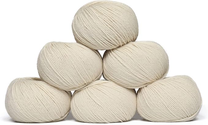 Origins - 100% Baby Alpaca Yarn Wool Set of 6 Skeins (300 Grams) DK Weight Made in Peru Natural Colors (Undyed) Heavenly Soft Perfect for Knitting and Crocheting (Ivory Cloud, Origins 6 Skeins DK)
