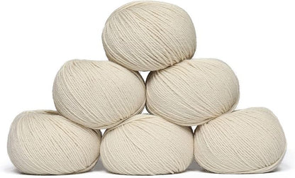 Origins - 100% Baby Alpaca Yarn Wool Set of 6 Skeins (300 Grams) DK Weight Made in Peru Natural Colors (Undyed) Heavenly Soft Perfect for Knitting and Crocheting (Ivory Cloud, Origins 6 Skeins DK)