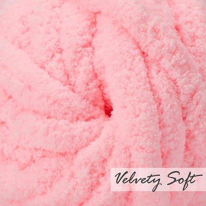 ERLYEEN Chenille Chunky Yarn Super Bulky Soft Thick Fluffy Jumbo Giant Washable Polyester Big Yarn DIY for Arm Knit Blanket Cushion Bed Sofa Home Decor,Light Pink,2.2LB
