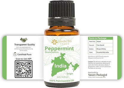 Nature Packaged Peppermint Essential Oil - Direct from Norex Flavours India - Steam Distilled - Aceite Esencial de Menta for Aromatherapy, Massage, Diffuser, DIY Candle and Soap Making - 2lbs