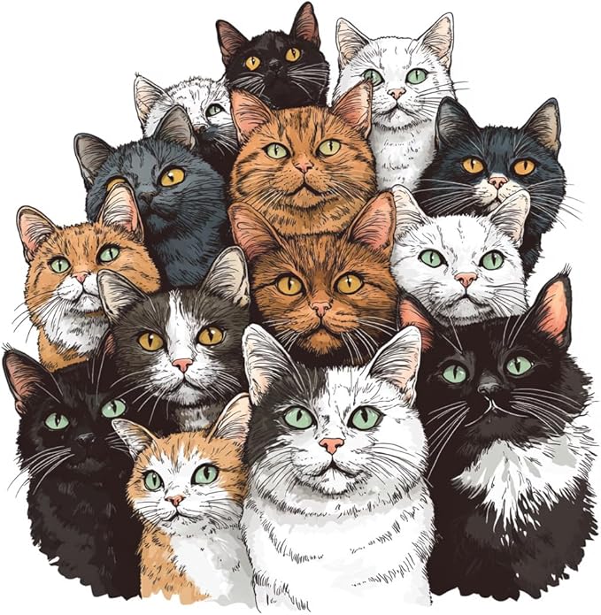 Moohue Stamped Cross Stitch Kits for Adults Animals Cats 14CT Pre Printed Cross Stitch Kits for Beginners (Cats)