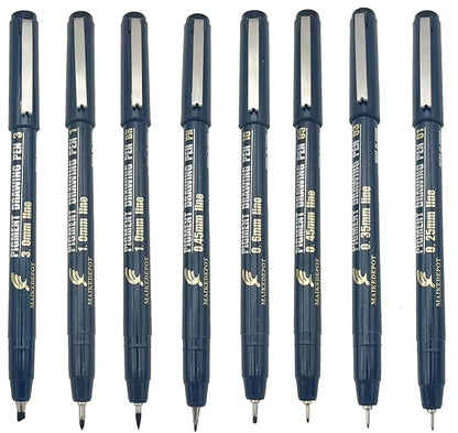 MAIKEDEPOT Micro Fineline Pen 8 Size Drawing Art Pens Waterproof Precision Micro Fineliner Black Ink Pens for Art Watercolor, Illustration, Sketching, Anime, Manga, Technical Drawing…