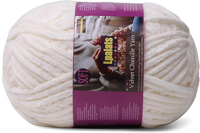 Chunky Chenille Yarn for Crocheting - 200g/7oz Baby Blanket Yarn for Crocheting Soft - 175 Yards Fluffy Thick Plush Yarns for Knitting Blankets Amigurumi (1, Milk White)