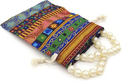 12pc Egyptian Style Jewelry Coin Pouches Aztec Print Drawstring Gift Bag Party Accessories Brocade Cotton Sachet Candy Present Pouch Travel Purse Ethnic (12)