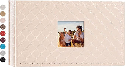 Mublalbum Small Photo Album 4x6 100 Photos Leather Cover Picture Book with Horizontal Pockets for Baby Wedding Anniversary and Family (Pink)