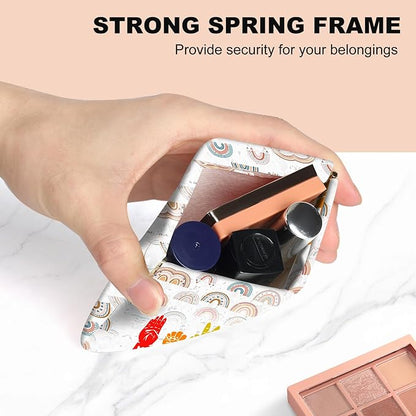 2Pcs PU Leather Small Squeeze Coin Purse Pouch Mini coin Bag Unique And Cute Wallet Cosmetic Bags Change Bag For Women Girls Men （Fingers and Rainbows