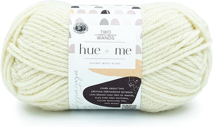 Lion Brand Hue + Me Yarn for Knitting, Crocheting, and Crafting, Bulky and Thick, Soft Acrylic and Wool Yarn, Salt, 1 Pack
