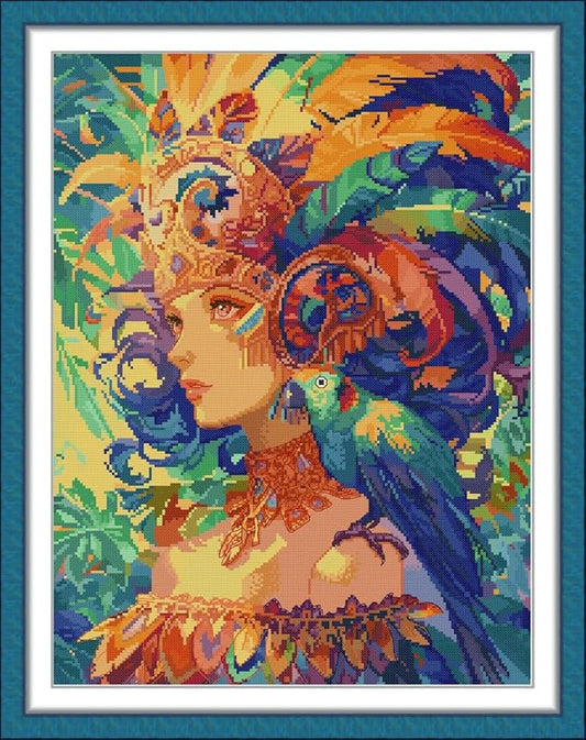 Threadhaven 16CT Stamped Cross Stitch Kit - Full Range Patterns for Adults, High - Definition Printing Embroidery Kit, Ideal for Beginners- Brazilian Dancer 14.1''×17.7''