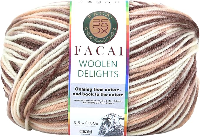 Facai Blend Merino Wool Yarn for Knitting - Worsted Weight,197yds (3.5oz) Ball, Ideal for Sweaters, Scarves, and Accessories (1, Cappuccino)