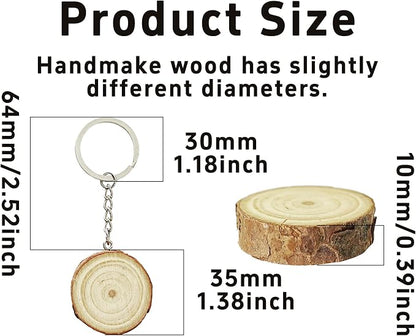 pson 20Pcs 3.5CM Wooden Round Keychain Blanks, Unfinished Smooth Wood Slices with Pre-Drilled Holes & Metal Key Rings for DIY Personalized Crafts, Ornaments & Decoration