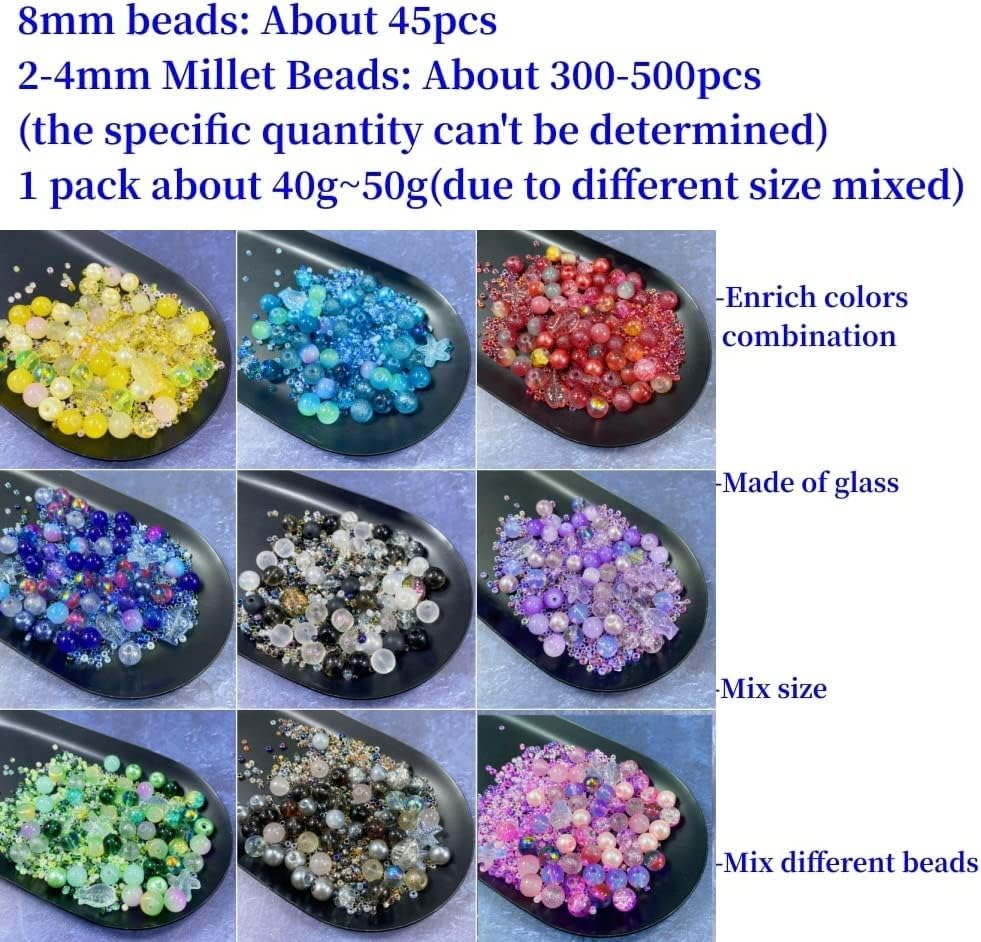 Assorted Glass Resin Beads Multi Size Colors Smooth Cracked Gravel Millet Spacer Beads for Bracelets Necklace Earring DIY Jewelry Making Craft(Rouge Red Series) - Image 6