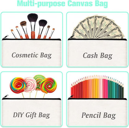 ZeeDix Canvas Pouch- Multi-purpose Cosmetic Bag with Zipper, DIY Craft Canvas Zipper Pouch Blank Makeup Bags Bulk Travel Toiletry Bag for Storage (8.3 x 5 inches)