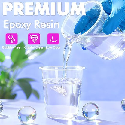 Teexpert Epoxy Resin Kit for Beginners, 32OZ Resin Kit with Silicone Molds, Complete Set with 24 Colors, Dried Flowers and Art Supplies, Crafts for Adults, Gift Set for DIY Coaster & Decor