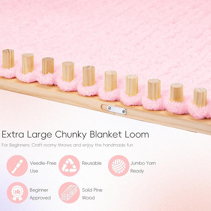 PIRXXIY 65Inch Chunky Yarn Loom, Custom Thick Chunky Knitting Blanket Loom, Extra Large Blanket Loom Knitting for DIY Craft Enthusiasts Beginners