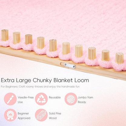 PIRXXIY 65Inch Chunky Yarn Loom, Custom Thick Chunky Knitting Blanket Loom, Extra Large Blanket Loom Knitting for DIY Craft Enthusiasts Beginners