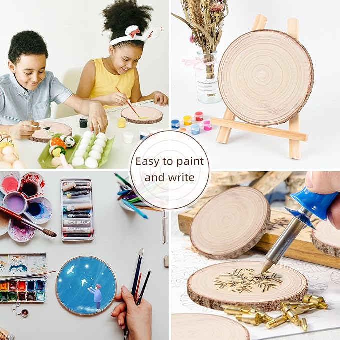 Maputune 8 Pcs 12-13 in Large Unfinished Wood Slices for Centerpieces, Natural Rustic Wooden Plate for DIY Craft, Round Wood Chips for Signage Painting Wedding Party Christmas Decor