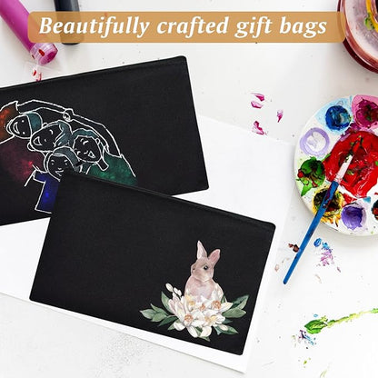 ZeeDix Canvas Pouch- Multi-purpose Cosmetic Bag with Zipper, DIY Craft Canvas Zipper Pouch Blank Makeup Bags Bulk Travel Toiletry Bag for Storage (8.3 x 5 inches)