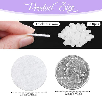 200 Pcs White Round Felt Circles, 1 Inch/25 mm Pre-Cut Craft Pads Mini Non-Woven Felt Fabric Circles for DIY Projects, Sewing Handcraft, Hair Accessories, Soft Thick Fabric Pieces for Crafting