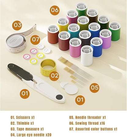 64 Pcs Sewing Kit for Adults Box,Multi-Purpose Stainless Steel Needle Manual Sewing Suppliers Accessories,Magnetic Force Sewing Needles and Thread Kit,Suitable for DIY Crafting at Home for Travelers