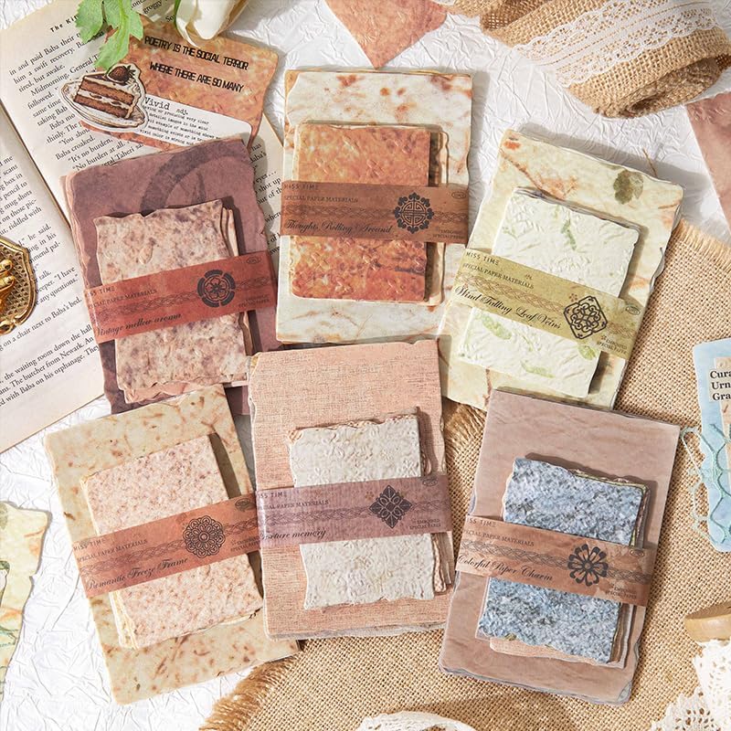 192 Pcs Textured Scrapbook Paper Kit, Embossed Rice Decoupage Paper by K+Kattone