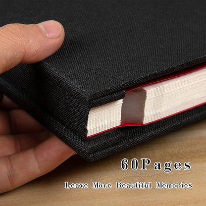 Spbapr Large Photo Album Self Adhesive Linen Cover Magnetic Scrapbook Album DIY Scrap Book 60 Black Sticky Pages for 3x5 4x6 5x7 8x10 Pictures with A Metal Pen