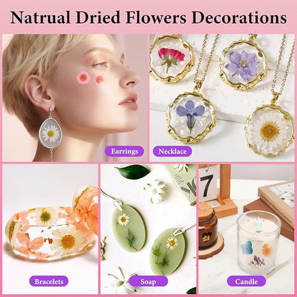 NESCCI 210 Pcs Dried Pressed Flowers for Resin,Real Nature Dried Flowers for Crafts Bulk Dry Flowers Leaves Kit Used for Resin Molds Scrapbooking DIY Art Crafts Candle Soap Making Nails Décor
