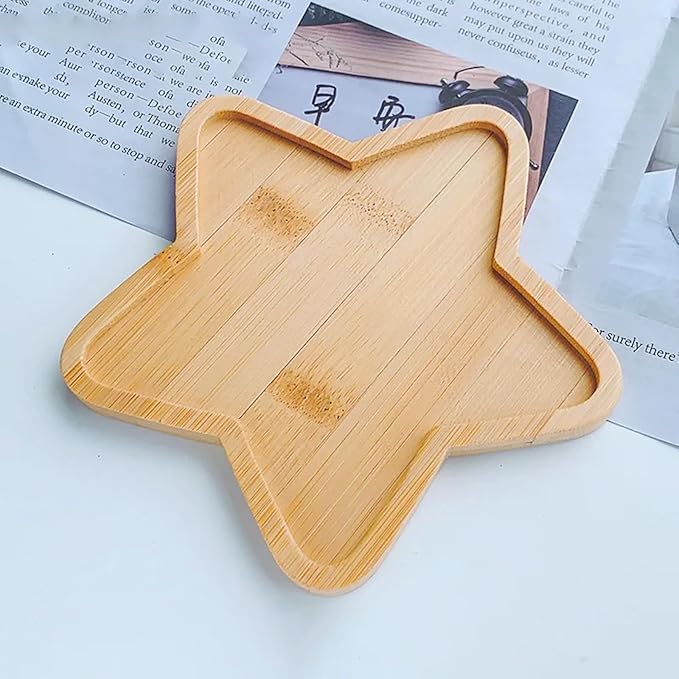 4PCS Mosaic Bamboo Coasters for Crafts, Blank Base Trays, Drinking Cup Coaster, Plant Coaster, Art Plate,DIY Mosaic Supplies (Star)